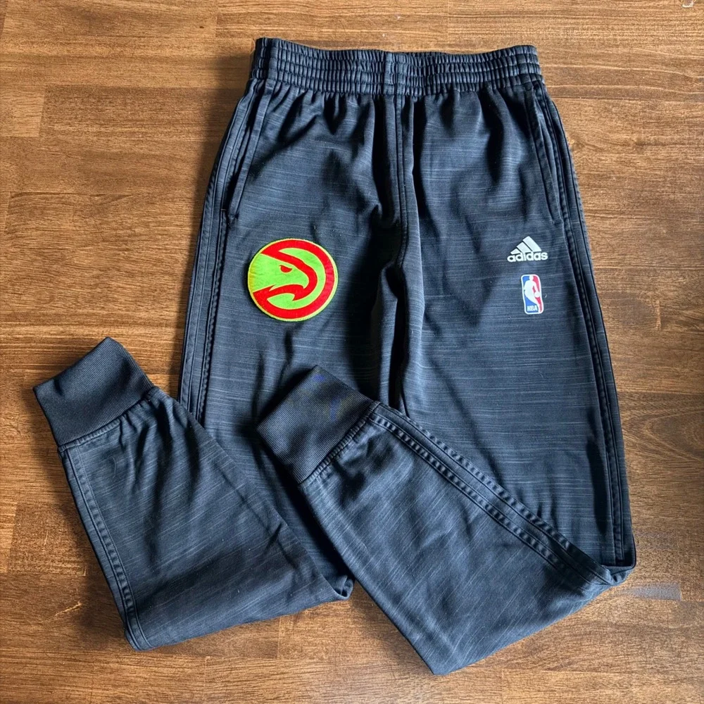 Adidas NBA Atlanta Hawks Joggers Mens Small Black Space Dye Sweatpants Pants